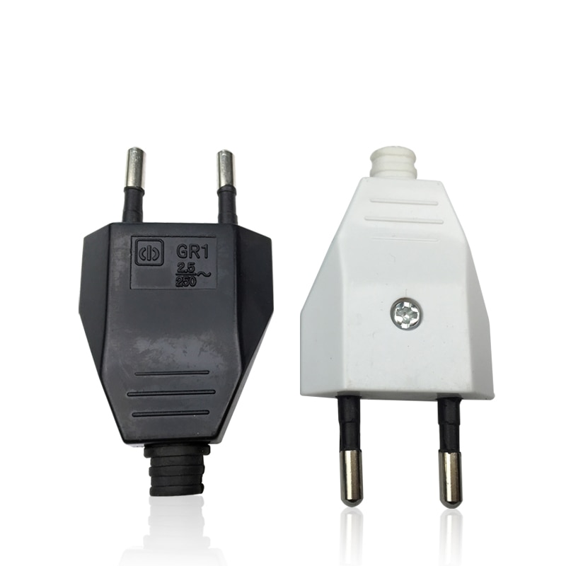 2Pieces 5Pieces 10Pieces Rewirable European Plug 250V 2.5A CE 2 Pin Wireless Male Plug For DIY Power Cord