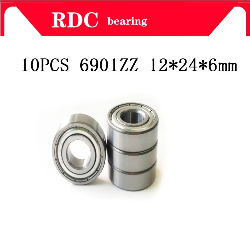 Free Shipping 10pcs ABEC-5 6901ZZ 12x24x6mm High quality Metric thin wall deep groove ball bearing 61901 6901 zz 6901 bearings