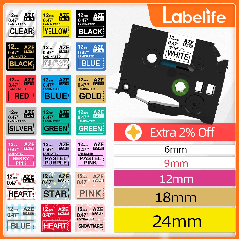 231 Tape White Compatible for Brother Label Tape 12mm tze-231 tze221 for Ptouch Label Maker PTH110 PTD210 P710BT E110VP E1000PRO