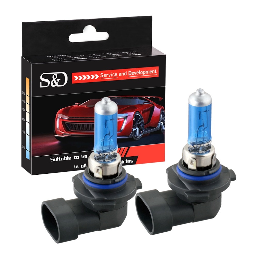 2pcs 9005 HB3 55W 12V Super Bright Halogen Bulb Car Headlight Lamp Fog Lights High Power Auto Light Bulbs 5000K White