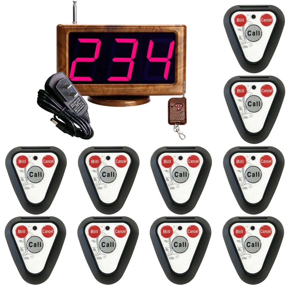 JINGLE BELLS Wireless Calling System Rechargeable Waiter Table 10 Buttons 1 Sreen Display Receiver Service