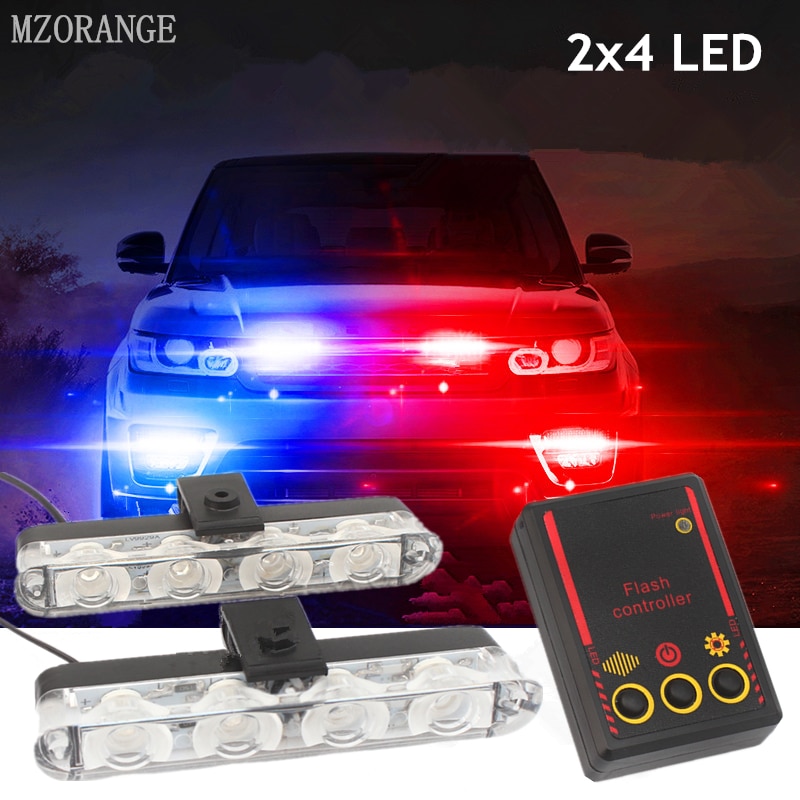 2x4 Led Strobe Warning Police Light Automobiles 12V Car Truck Flashing Firemen Ambulance Emergency Flasher Fso Car Accessories