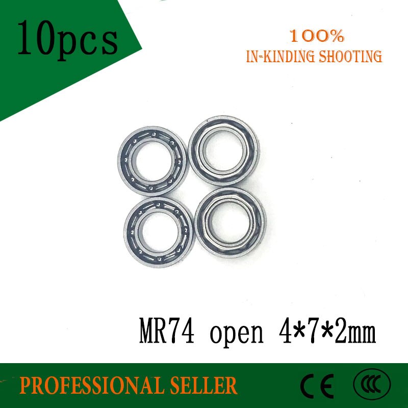 10 PCS Open Type MR74 Bearings 4x7x2 mm Miniature Ball Bearings L-740 open
