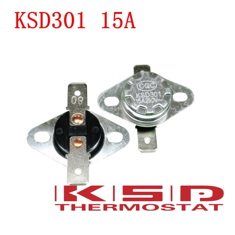 5pcs KSD301 100C 100 Degrees Celsius 15A250V NC Normally Closed Temperature Switch Thermostat Temperature control switch sensor