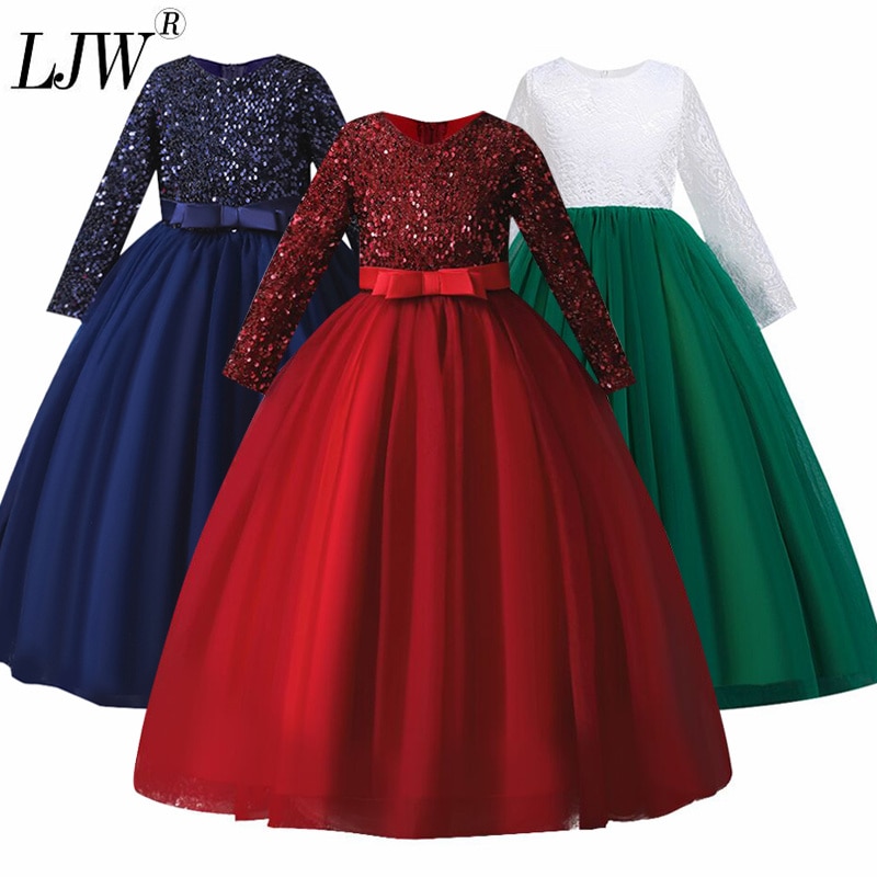 2022New pattern Fashion lace long sleeved dress Elegant and high-end clothes A girl's party dress Princess Dress 2-14 years