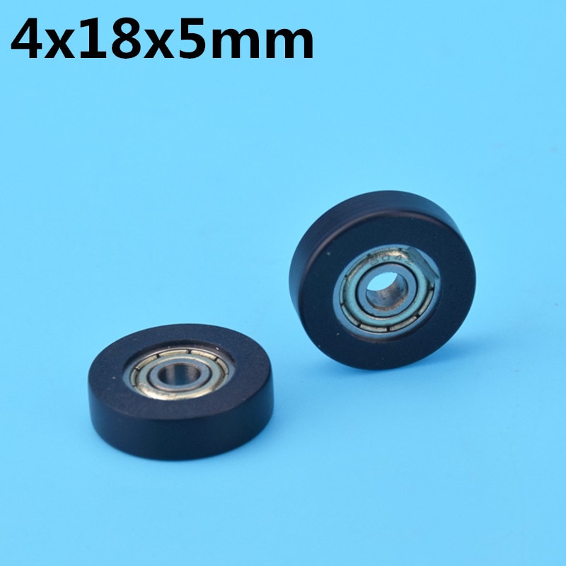1Pcs 4x18x5 mm Nylon Plastic Wheel With Bearings Flat miniature pulley POM Hard bearing