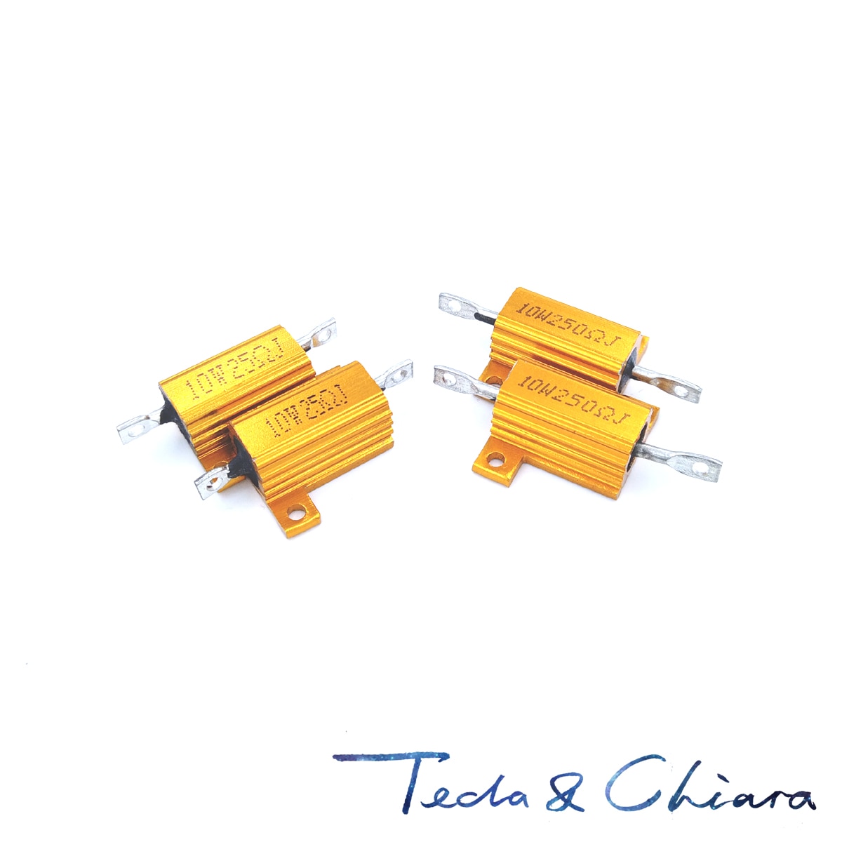 5Pcs 330R 330 330ohm 390R 390 390ohm R Ohm 10W Watt Gold Tone Wirewound Aluminum Power Metal Shell Case Resistance Resistor RX24