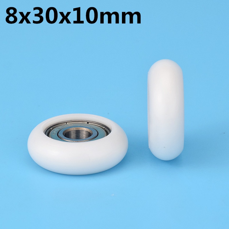 1Pcs 8x30x10 mm Nylon Plastic Wheel With Bearings European standard Aluminum material guide wheel POM bearing