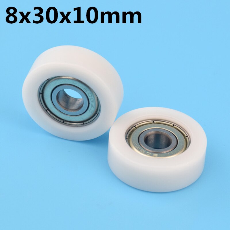 1Pcs 8x30x10 mm Nylon Plastic Wheel With Bearings Flat miniature pulley POM Hard bearing