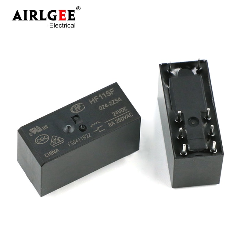 10 Pcs 24VDC 250VAC 8A 8 Poles Dual Conversion DPDT HF-115F-024-2ZS4 Power Relay