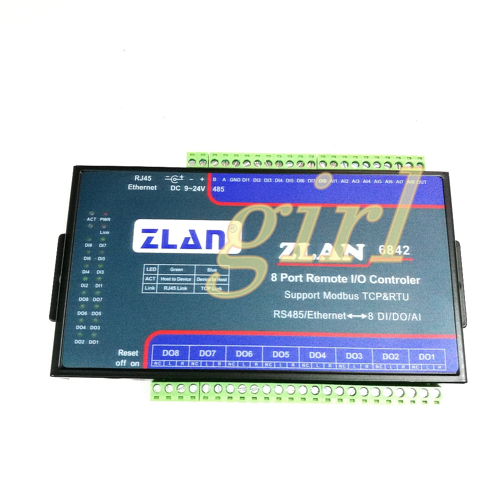 8 way DI/DO/AI remote IO controller analog, digital switch ZLAN6842