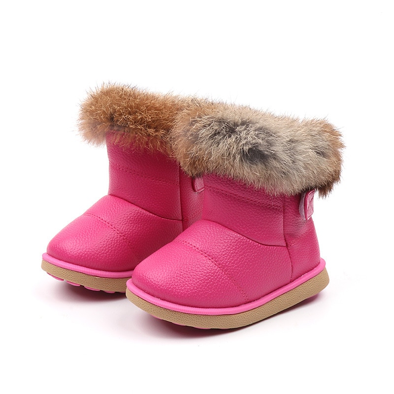 JGSHOWKITO Girls Boots Fashion Snow Boots For Kids Children Rubber Boots For Toddler Boys Girl Toddlers Warm Cotton Plush Fur