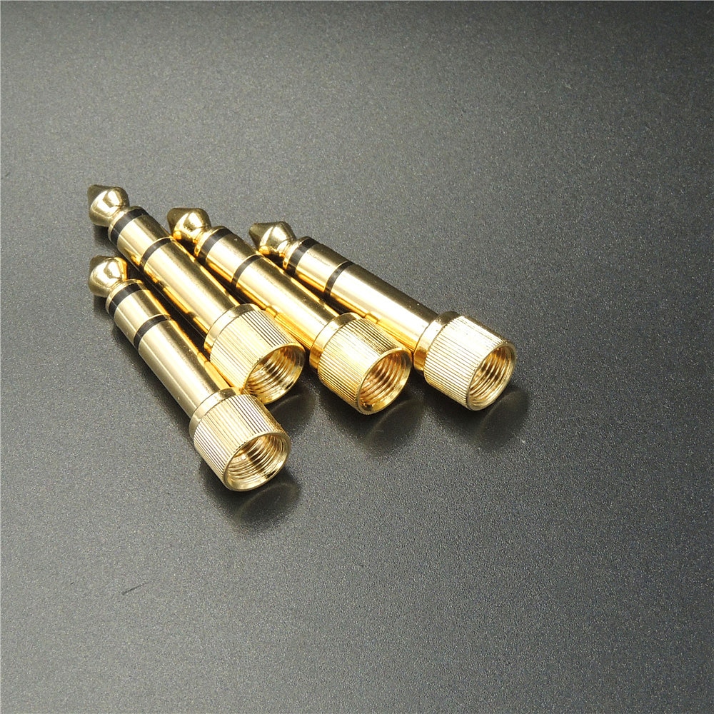 Gold 1/4" 6.35mm Male to 3.5mm Female Plug Stereo Audio Headphone Screw Adapter Connector for Mixer DJ Headphones