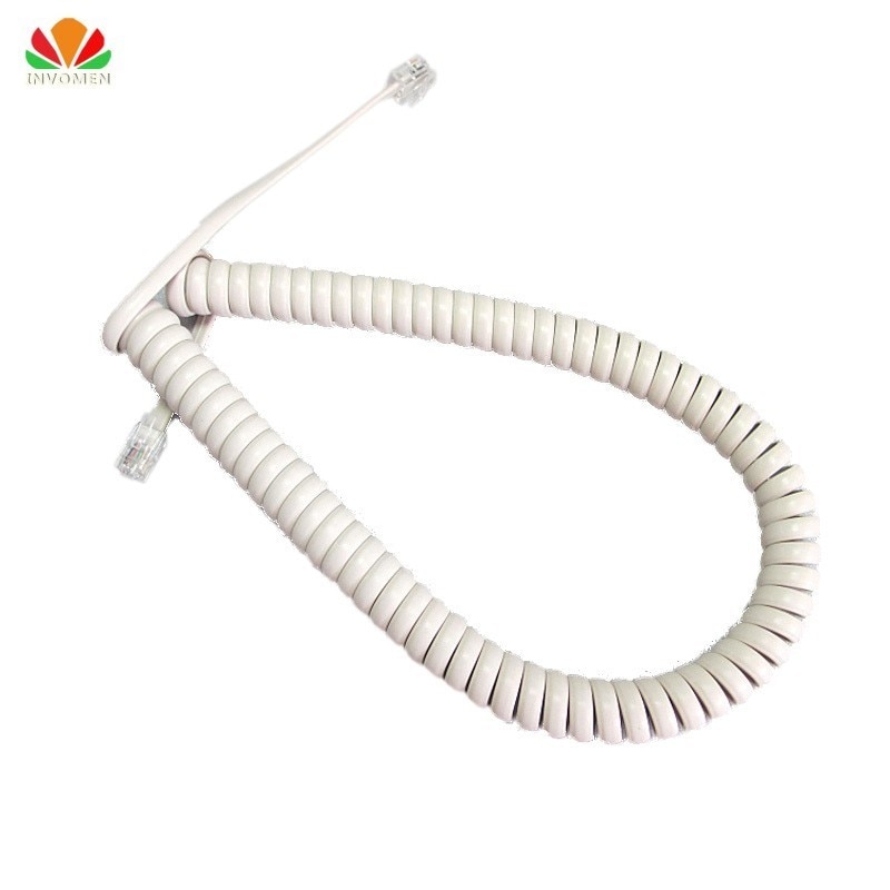 White/Black 50cm Long Telephone cord pure Copper wire phone volume curve Microphone 4P4C connector telephone cable handset line