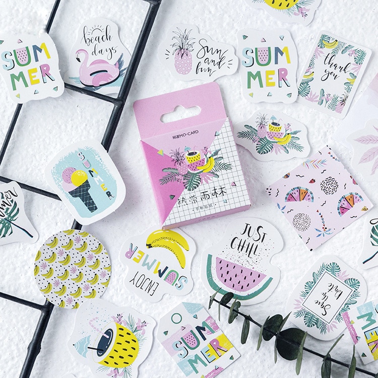 Tropical Rain Forest Plant Paper Cute Journal Small Stickers Scrapbooking for Planners Flakes Custom Stationary School Supplies