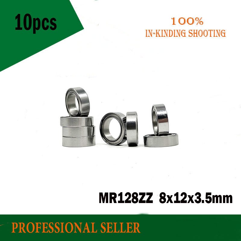 10pcs/Lot MR128ZZ ABEC-5 8x12x3.5mm Thin Wall Deep Groove Ball Bearings Mini Ball Bearing Miniature Bearing MR128 ZZ