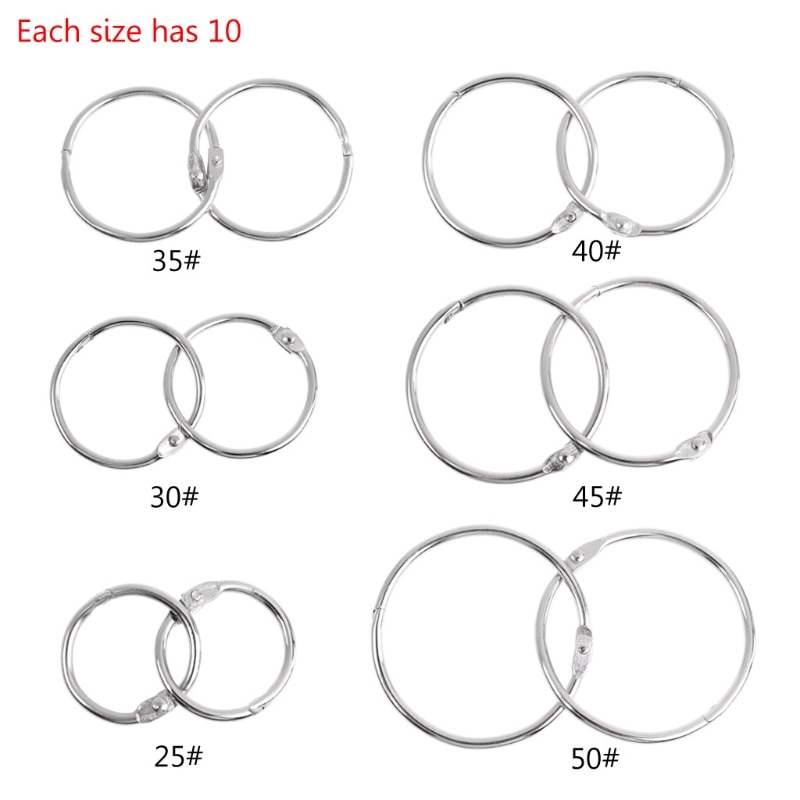 OOTDTY High Quality Metal Binder Ring Metal Loose Leaf Book Binder Hoop Ring Multifunctional Keychain Circle DIY Album
