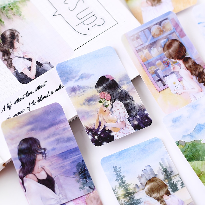 14pcs Kawaii Creative Cute Self-made Travel Girl Scrapbooking Stickers /decorative Sticker /DIY Craft Photo Albums
