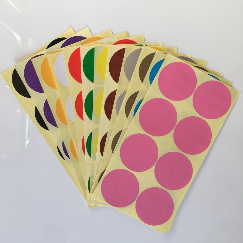 Size 50mm DIY Circle Stickers Colorful Writing Round Sticker yellow Dots Multi Color Circle Paper Tag