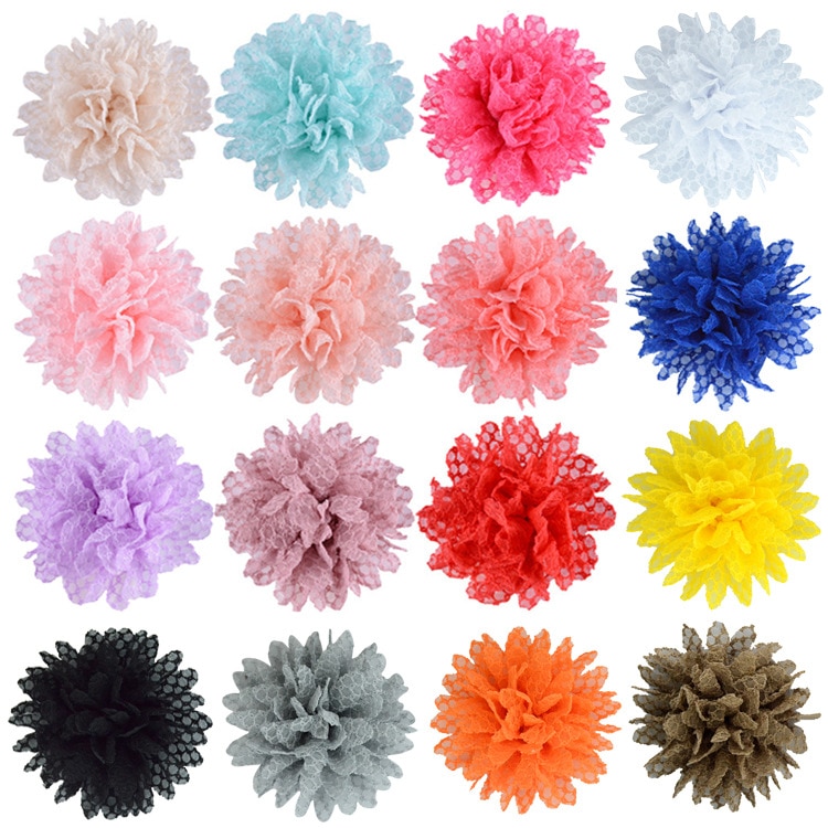 10pcs/lot 9cm 16 Colors Cotton Blend Lace Flowers For Diy Hair Clips Headband Baby Toddler Infant Headwear Hair Accessories