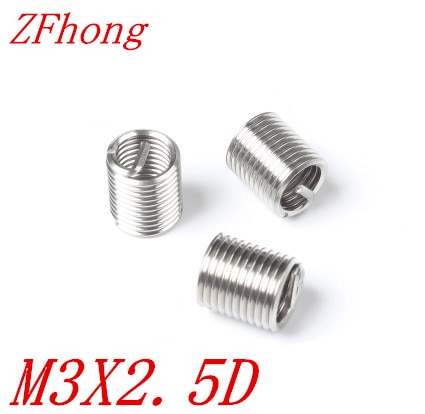 50pcs M3 M3*2.5D stainless steel wire thread insert