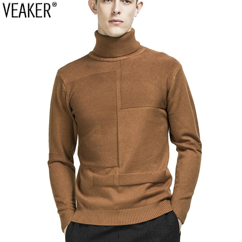 2019 Autumn winter Men's Turtleneck sweaters high neck sweaters pullover Male knitwear Long Sleeve knitted Tops pullovers M