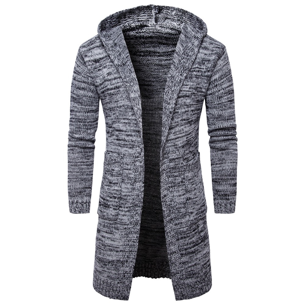 2021 Europe and America Solid Slim Fit Men Thick Sweater Big Pocket Long Sleeve Knitted Casual Cardigan Outwear Winter Clothing
