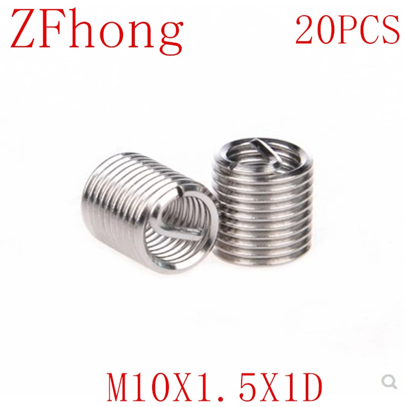 20pcs M10 M10*1D Screw wire Thread Insert Stainless Steel Coiled Wire Helical Screw Sleeve
