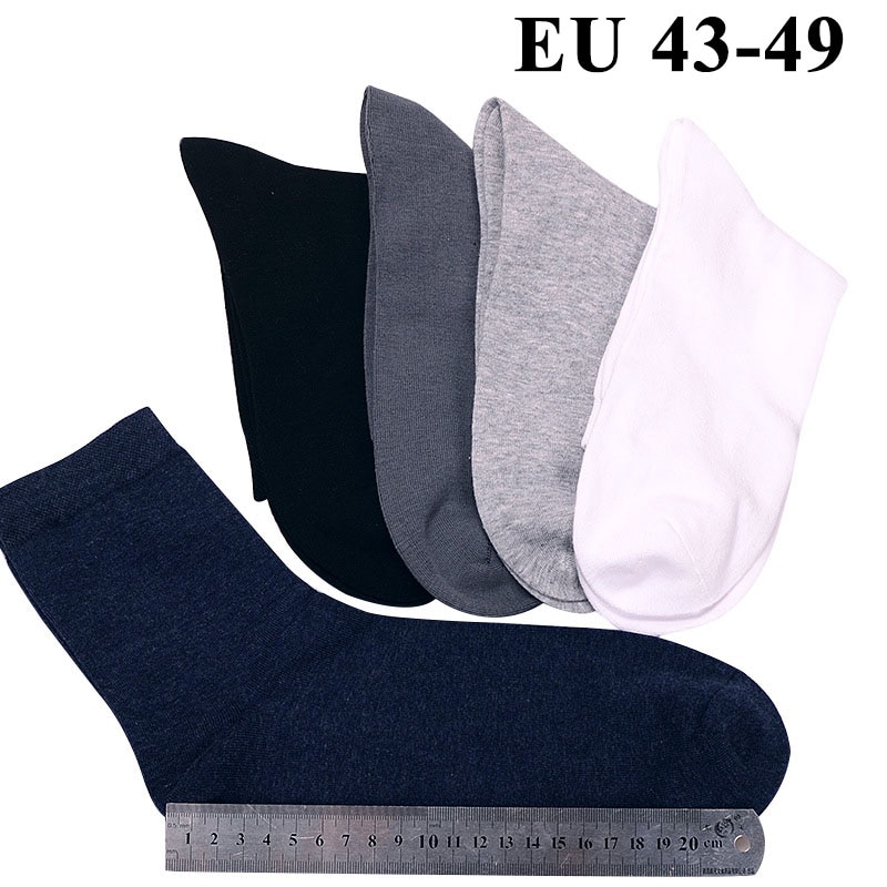 10PCS=5 Pairs Men Cotton Socks Plus Extra Large Big Size 45,46,47,48,49 Business Dress Socks Meias Calcetines Sox Long Tube Crew