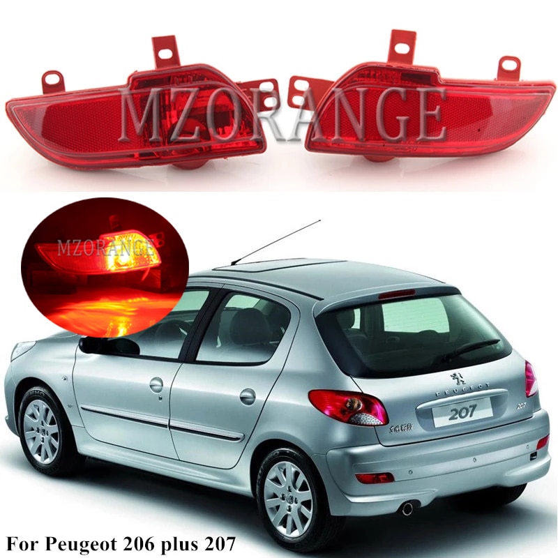 Car Rear Bumper Light For Peugeot 206 Plus 207 Hatchback Sedan Tail Fog Lamp Reflector Warning Signal Lamp Car Accessories