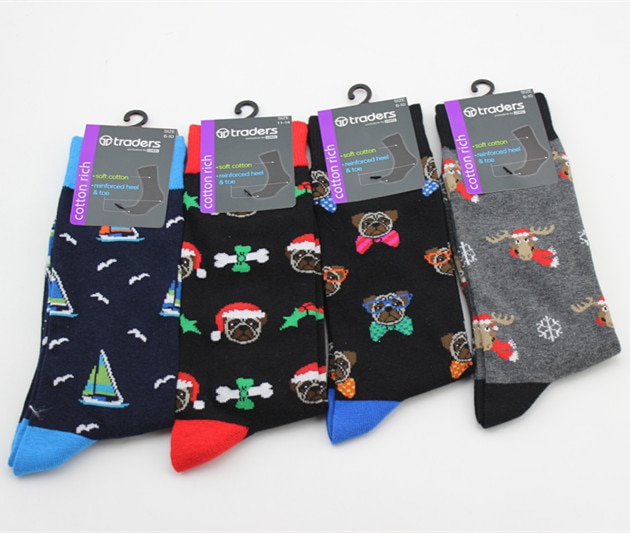 Fashion cartoon tube cotton men's socks, personality cartoon pattern sports socks, anime men's socks, Christmas socks