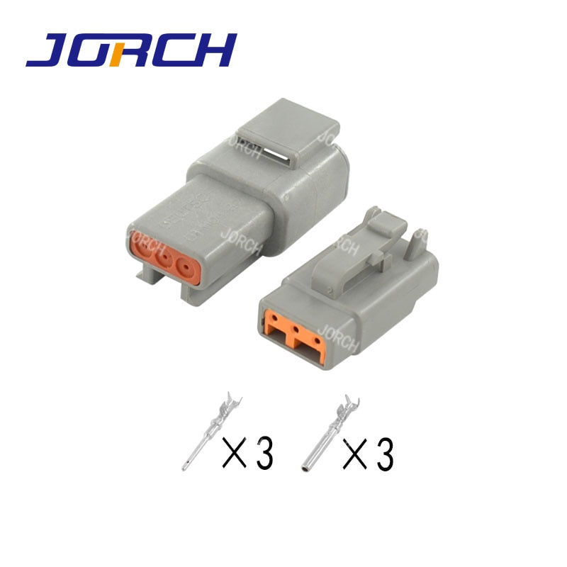 Free shipping 5 sets 3Pin Deutsch DTM Wire Connector Gray Waterproof Female Male Auto Plug DTM06-3S/ATM06-3S DTM04-3P/ATM04-3P