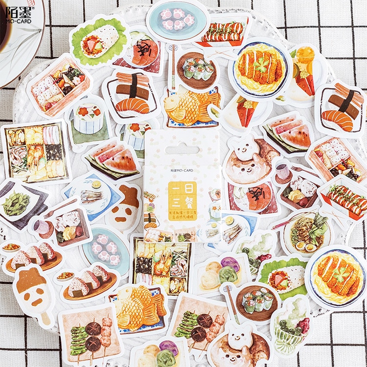 45pcs/pack Yummy Foreign Food Decorative Stationery Stickers Scrapbooking DIY Diary Album Stick Label