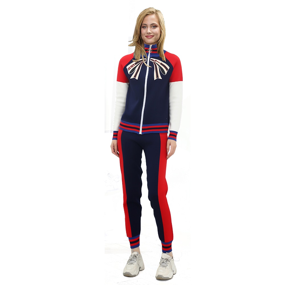 2022 Autumn Women's zipper Cardigan sweater Trousers up down Two-piece Sweet Maiden long-sleeved Cardigan Top Pants suit Co