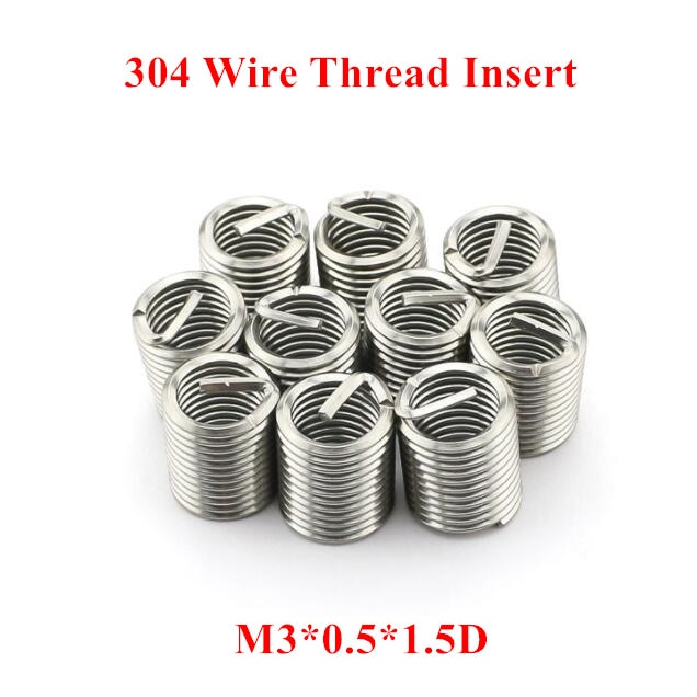 100pcs M3*0.5*1.5D Wire Thread Insert 304 Stainless steel M3 Screw Bushing, m3*1.5D Wire Screw Sleeve Thread Repair Insert