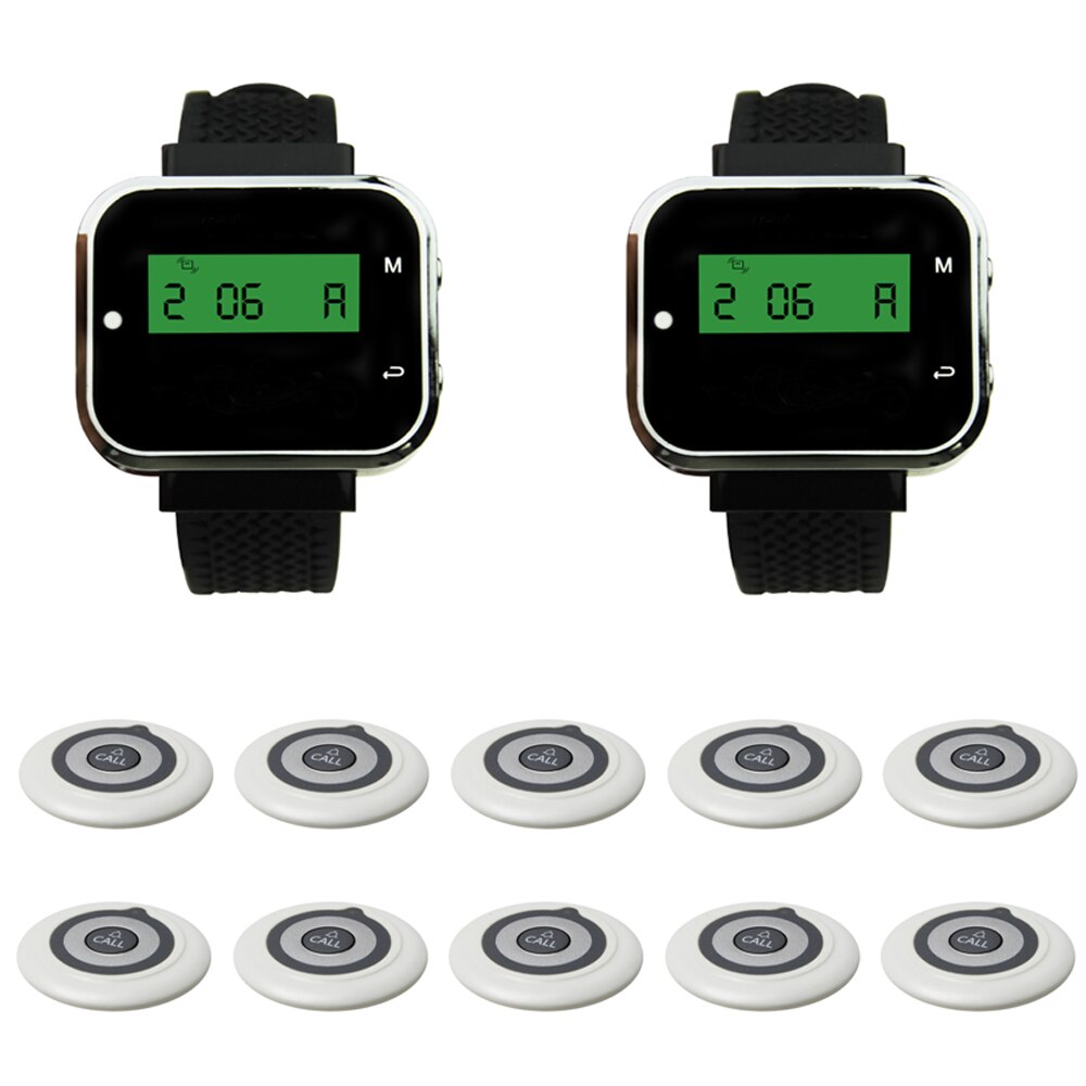 JINGLE BELLS Hotel call button wireless restaurant calling call bell 10 transmitter+2 watch pager waiter restaurant system