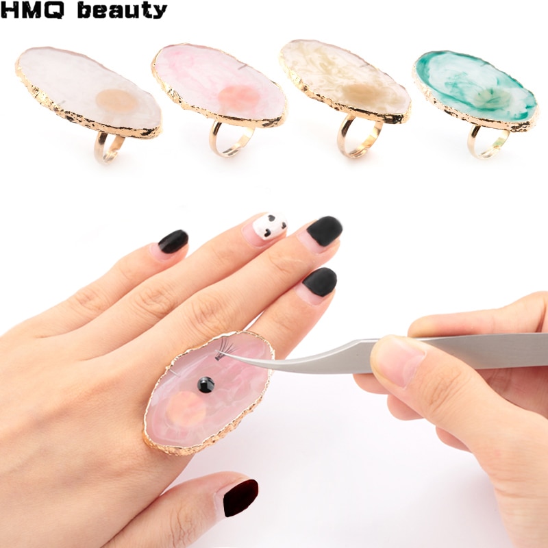 1pcs New Eyelash Extension Glue Rings Acrylic Crystal Individual False Eyelash Glue Holder Eyelash Adhesive Stand Pigment