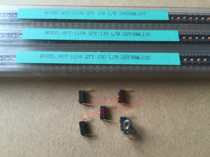 Original new 100% 1-bit digit dialing switch 1P coding switch 2.54mm spacing A6T-1104