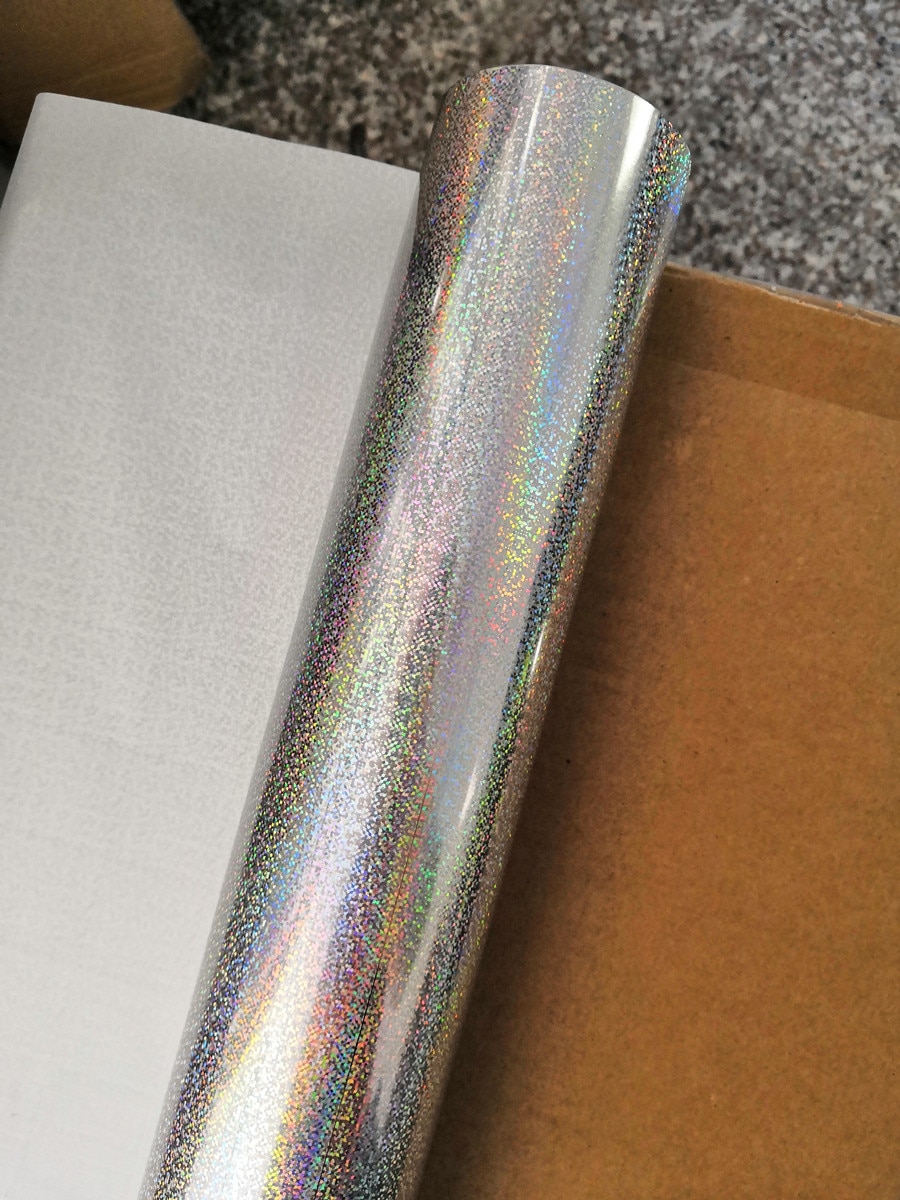 Hot stamping foil holographic foil silver small chaos pattern hot press on paper or plastic heat transfer film 64cm x 120m