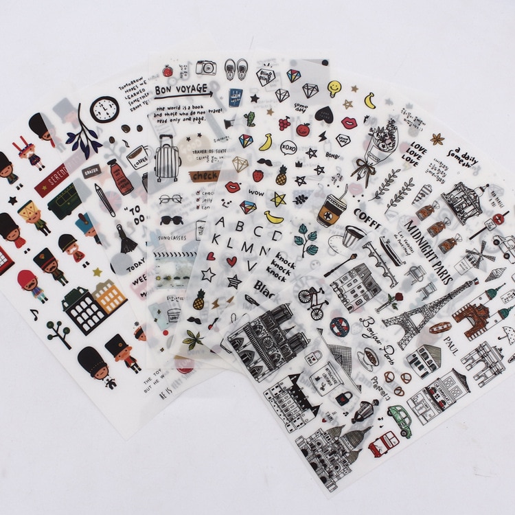 European style Travel diary Paper Sticker Decoration Diary Scrapbooking Label Sticker Kawaii Korean Stationaries Stickers