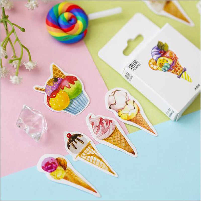 50PCS/Box New Lovely Ice Cream Paper Label Sealing Stickers Crafts And Scrapbooking Decorative Lifelog DIY Stationery Album