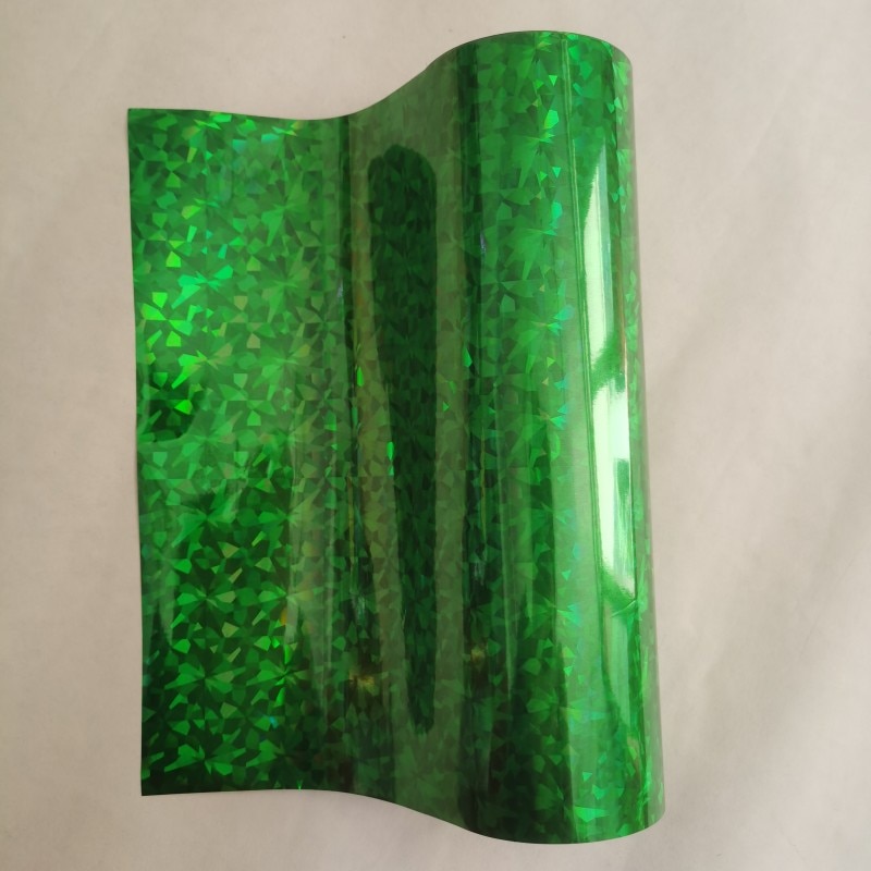 21cm x 120m Holographic foil stamping foil green color broken glasses design hot press on paper or plastic heat stamping film