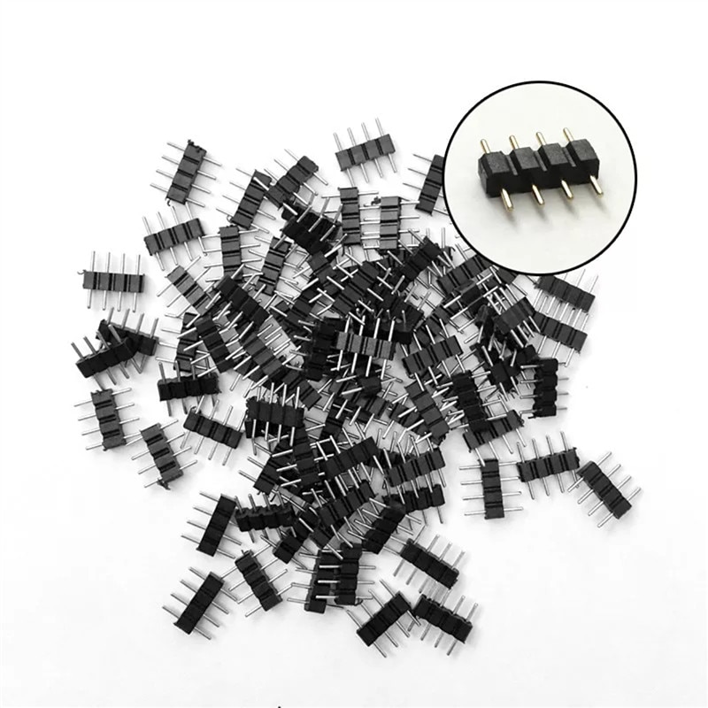 solderless 4 pin 5 pin Terminals connector needle 4PIN RGB 5PIN RGBW Male Plug Adapter Connector for 3528 5050 LED strip Light
