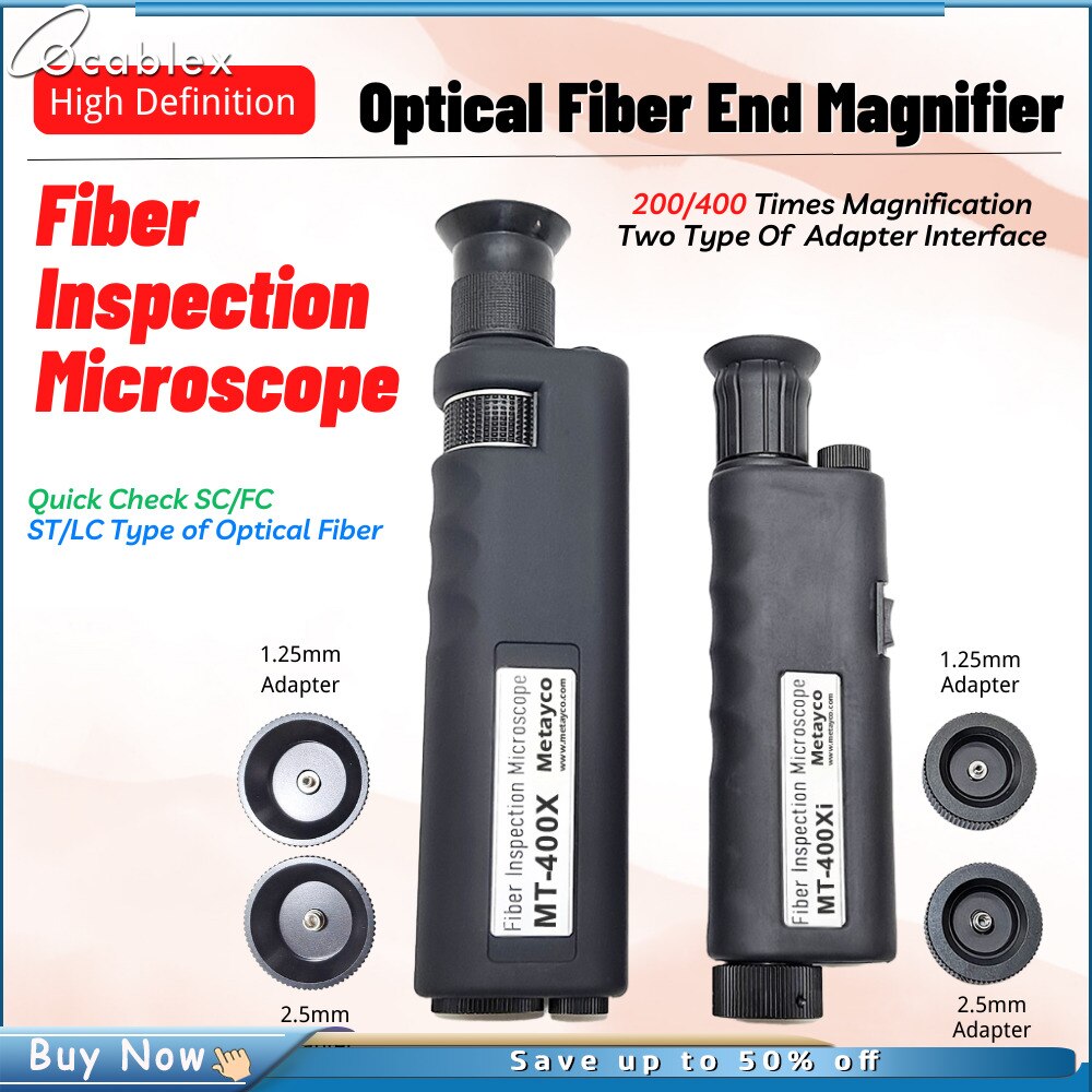 Promotion Precise 400X Fiber Optic Inspection Optical Microscope Handheld with 1.25 & 2.5mm Adapters Black Color