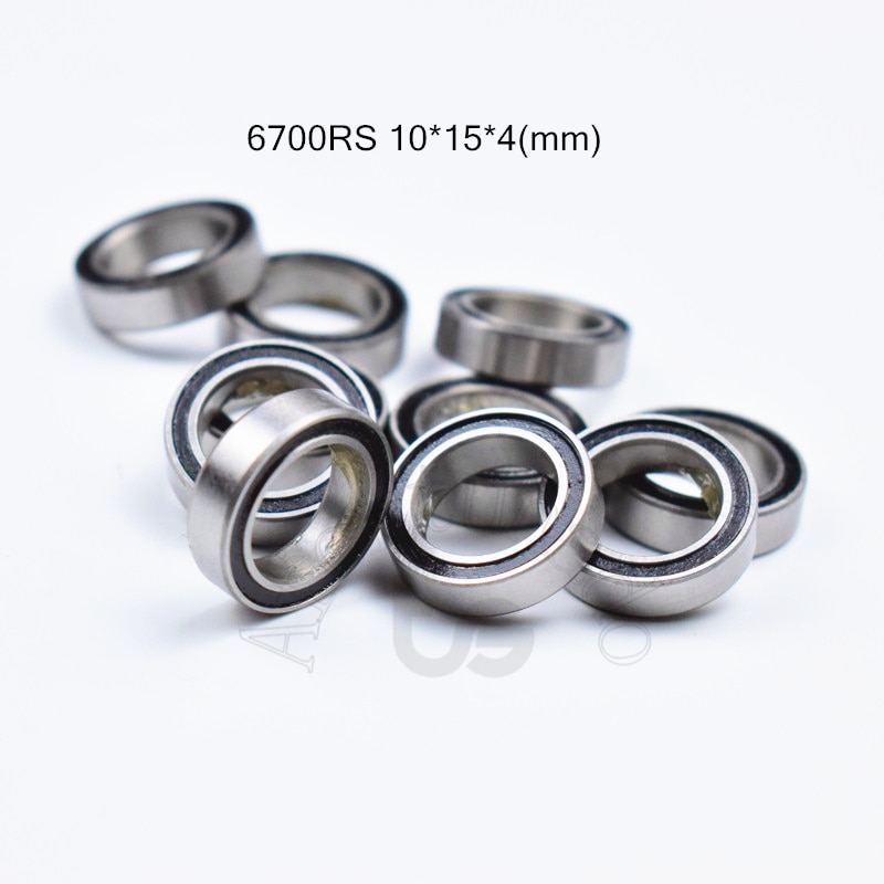 6700RS 10*15*4(mm) 10piece bearing rubber sealed free shipping ABEC-5 chrome steel miniature bearing hardware Transmission Parts