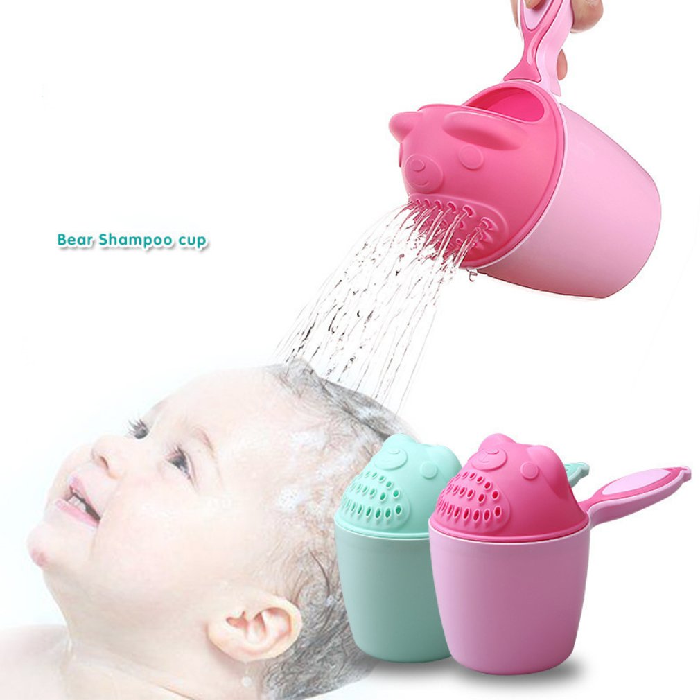 Cartoon Bear Baby Bath Cups Baby Shampoo Cup Children Bathing Bailer Baby Shower Spoons Child Washing Hair Cup Kids Bathing Tool