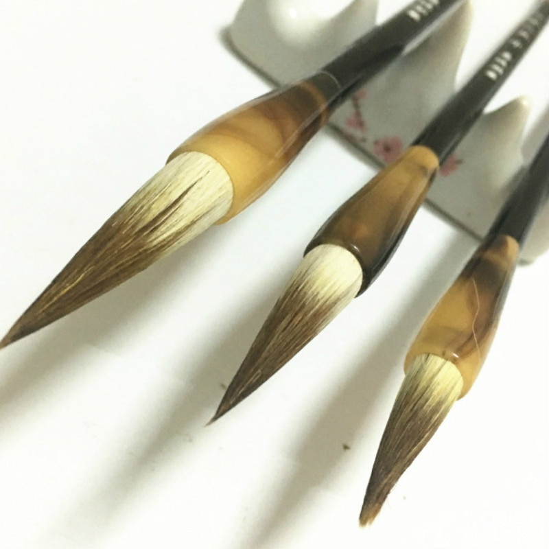Chinese Traditional Calligraphy Brush Pen Set Woolen and Purple Rabbit Hair Regular Script Writing Brushes and Painting Supplies