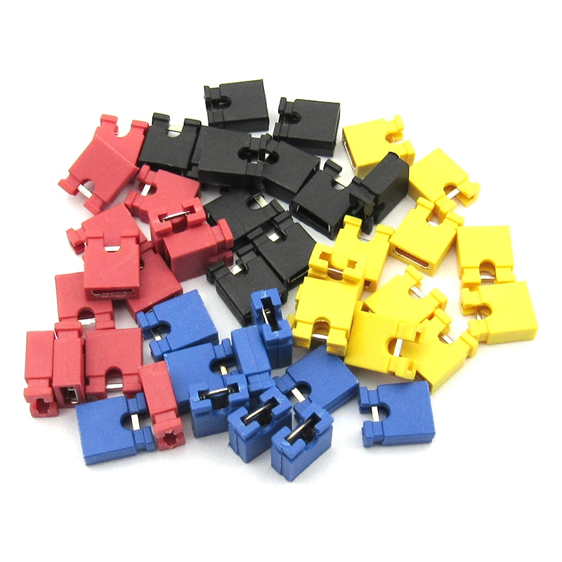 100 PCS 2.54mm Standard Circuit Board Jumper Cap Shunts Short Circuit Cap Connector cap Red White Blue