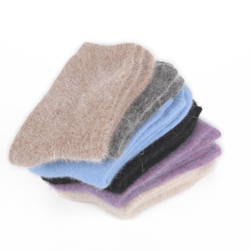 1pair Winter Women Socks Warm Wool Christmas Mid-calf Socks Woolen Cashmere socks Comfortable Gift Pure color