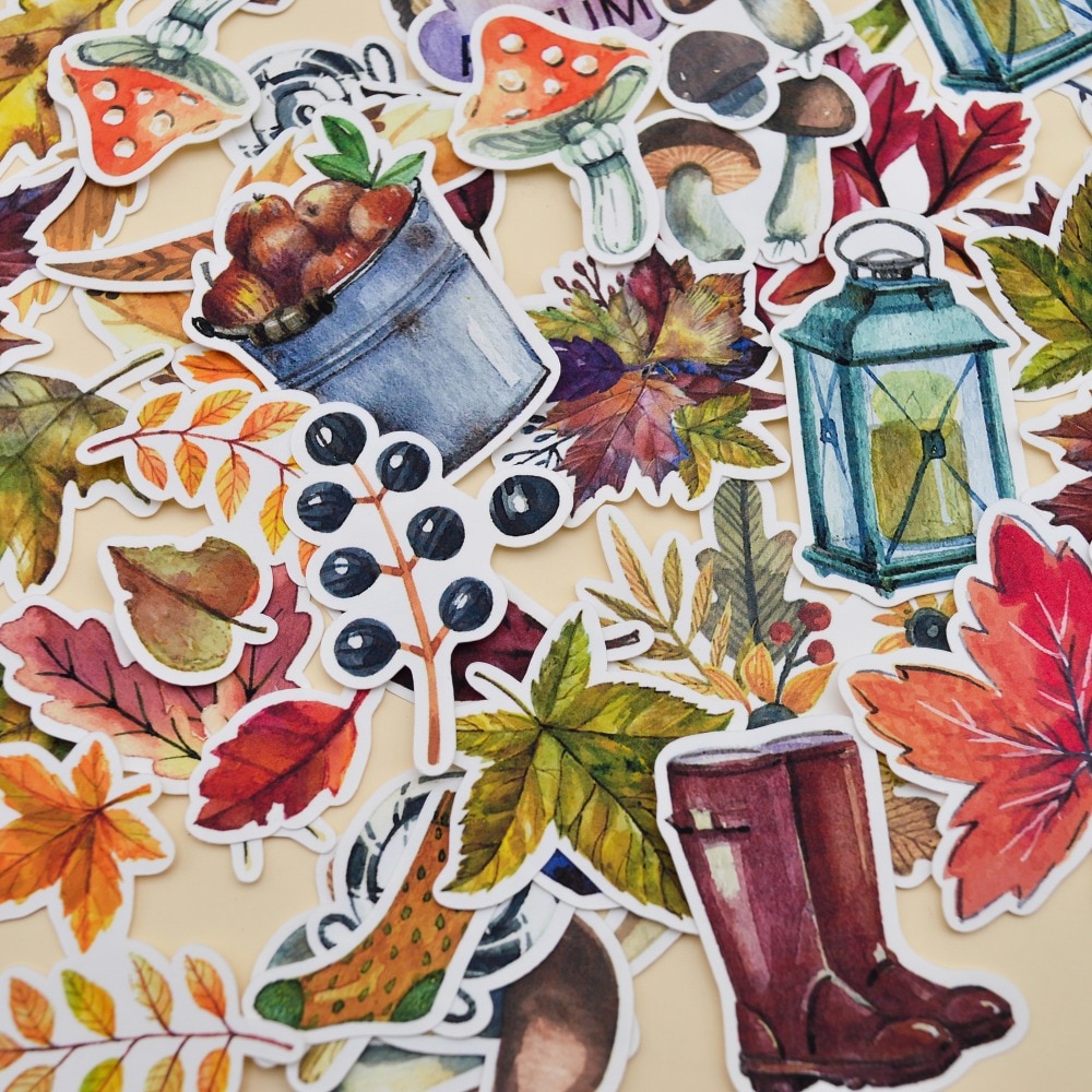 49pcs Watercolor beauty Autumn leaf Sticker /leaves decoration Notebook Planner dairy /DIY stationery stickers scrapbooking